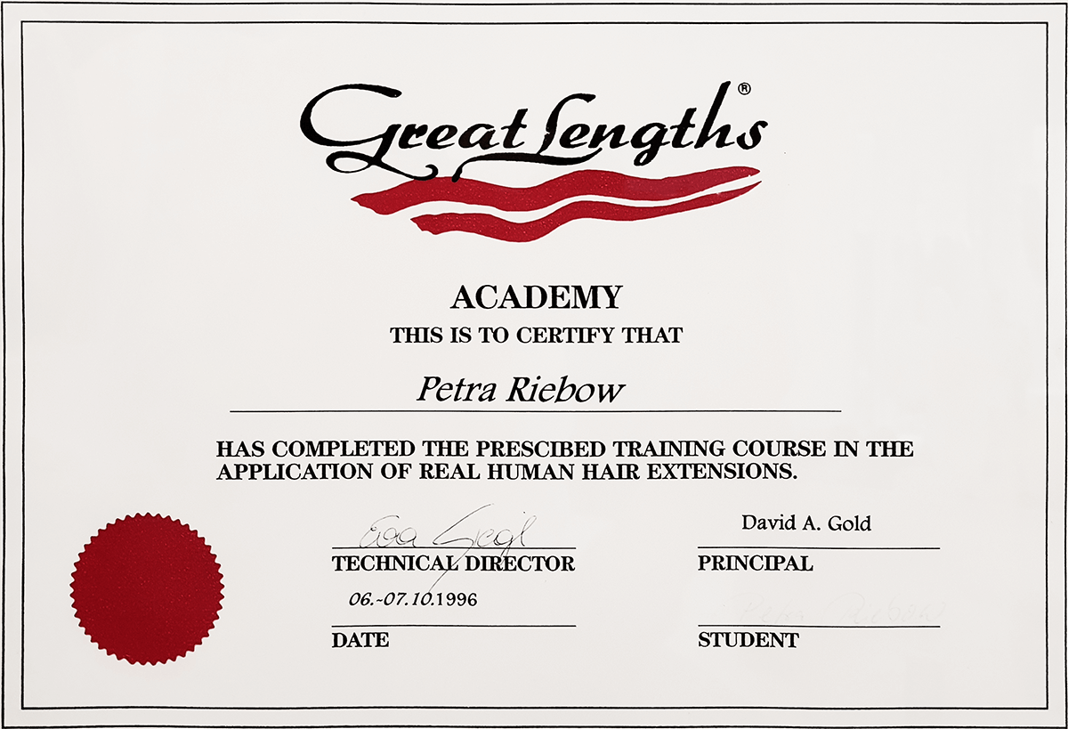 Zertifikat Great-Length - 1996